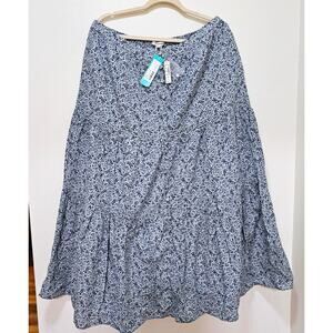 Madewell NWT XL Cottagecore Flared n Tiered Blue n White Floral Skirts. Boho.